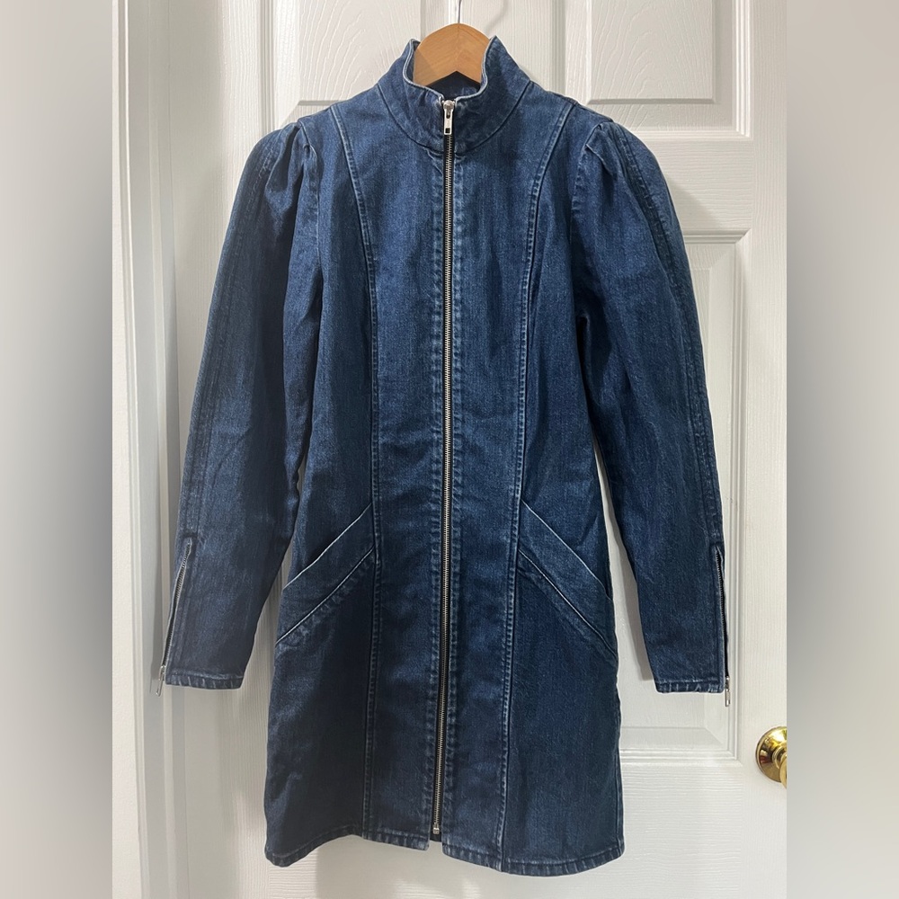 & Other Stories Denim Zip-Front Dress | Puff Sleeve | Paris Atelier | NWT